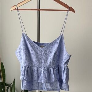 ASOS periwinkle Light Blue purple Eyelet Ruffle Camisole 14